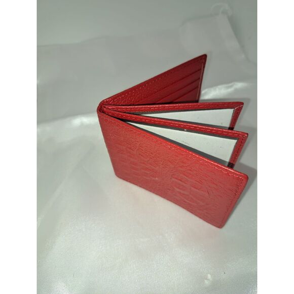 Holiday Sale! Red Minimalist Alligator Leather Slim Unisex Card-Cash Wallet - Picture 5 of 7